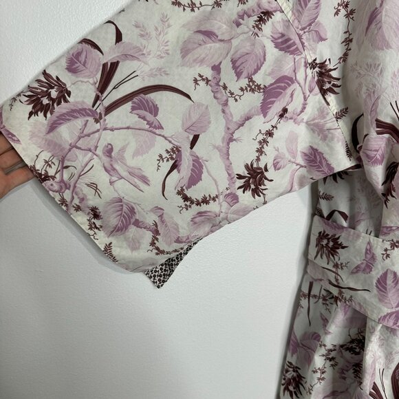 Crabtree and Evelyn Robe Size M/L Floral Kimono Cotton Bamboo Blend - Picture 5 of 9